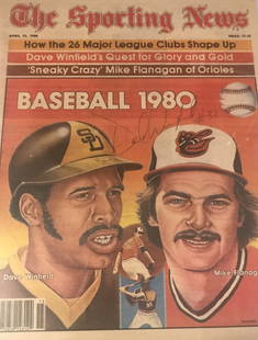 Dave Winfield, Padres signed Sporting News: 11"x14" Sporting News cover signed by a member of the fabled MLB 3000 hit club Dave Winfield (HOF). Halls Nostalgia LOA.