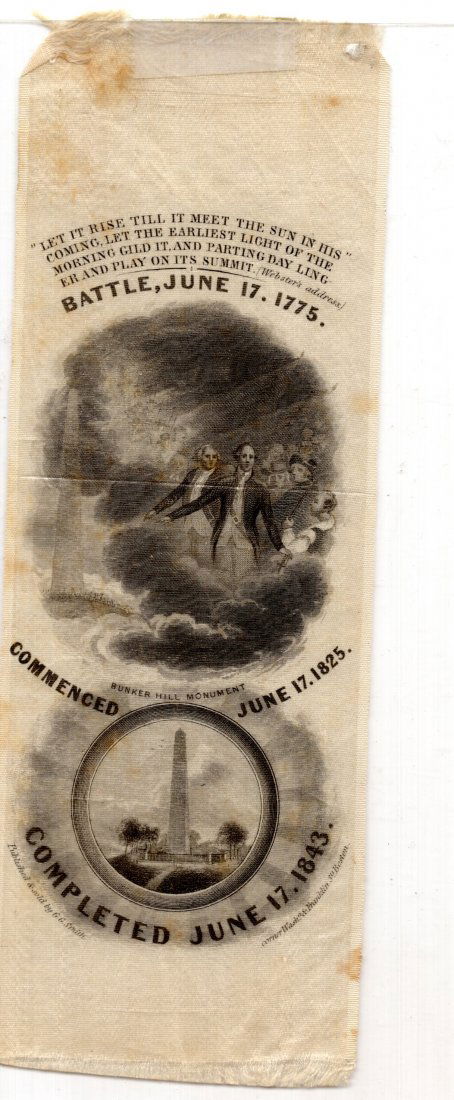 Bunker Hill Monument silk ribbon, 1843 (1 of 1)