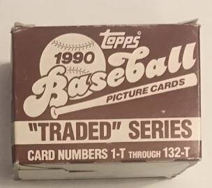 1990 Topps baseball card Traded Series 1T-132T: 1990 Topps baseball card Traded Series 1T-132T. This set of 132 cards total comes complete with rookies and stars that were traded in season. Look for rookie stars like David Justice (Braves) and