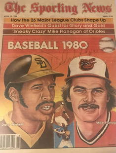 Dave Winfield, Padres signed Sporting News: 11"x14" Sporting News cover signed by a member of the fabled MLB 3000 hit club Dave Winfield (HOF). Halls Nostalgia LOA.