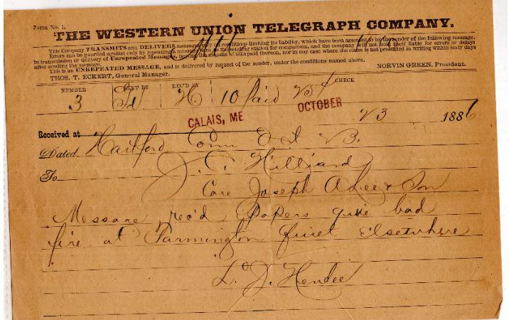Western Union telegrams, 1880s (1 of 2)