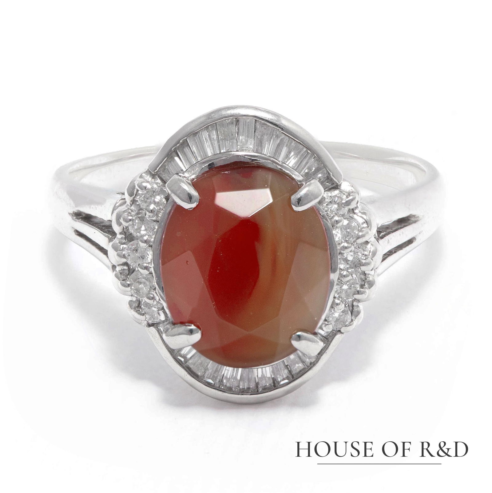 Platinum 900 - 3.05tcw - Man-made Glass & Diamonds Ring (1 of 6)