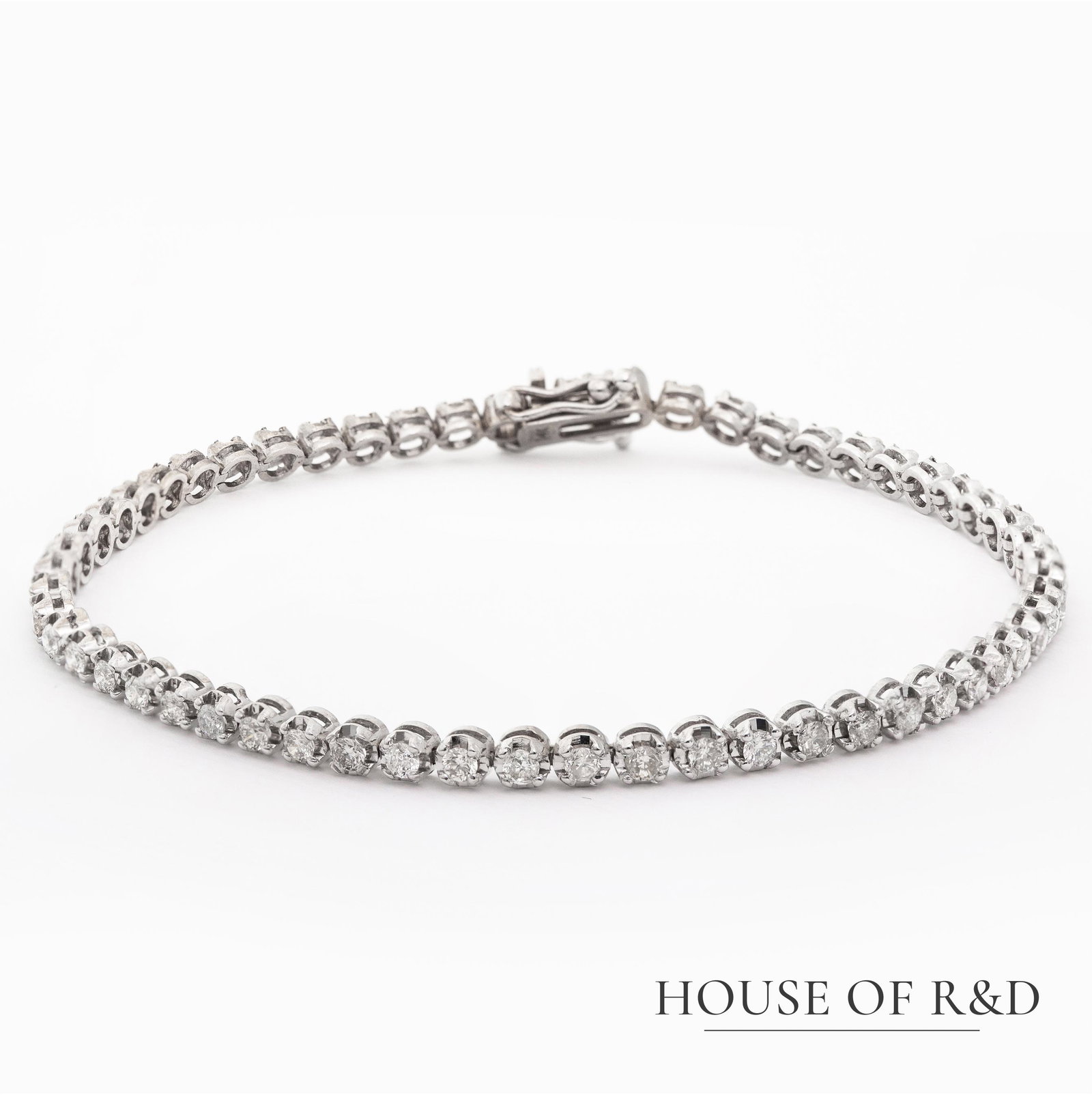 14k White Gold - 2.10tcw - Diamonds Tennis Bracelet: "