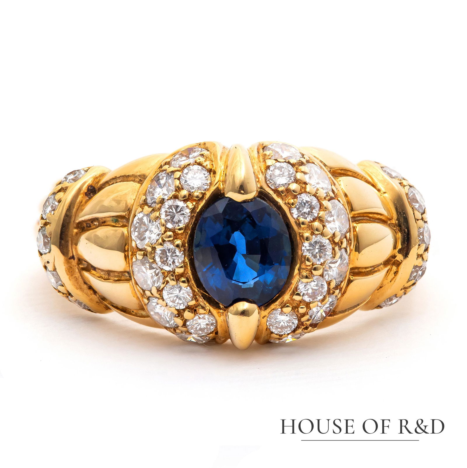 18k Yellow Gold - 1.41tcw -  Sapphire & Diamonds Ring (1 of 7)