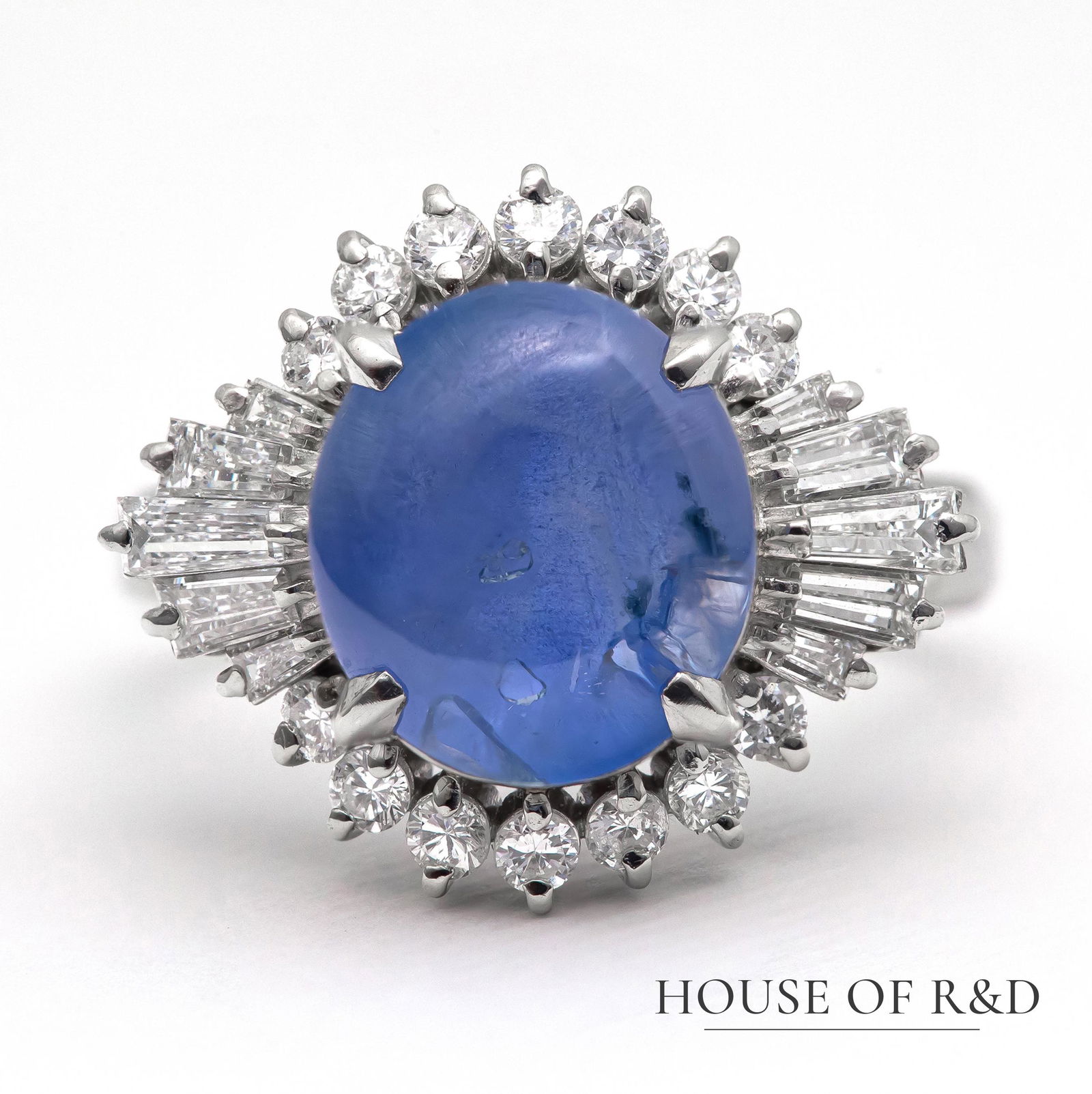 Platinum 900 - 7.46tcw -  Sapphire & Diamonds Ring (1 of 7)