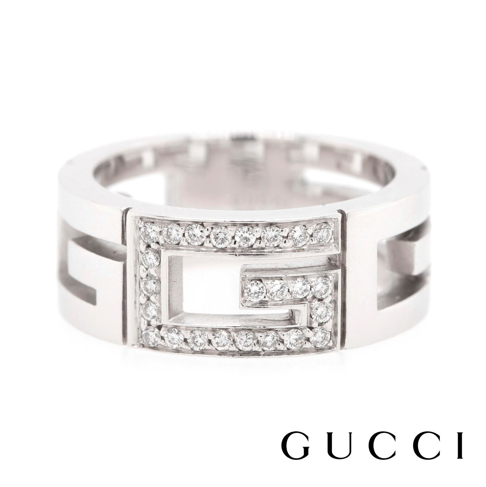 GUCCI - 18k White - 'G' Logo set with Diamonds Ring (1 of 6)