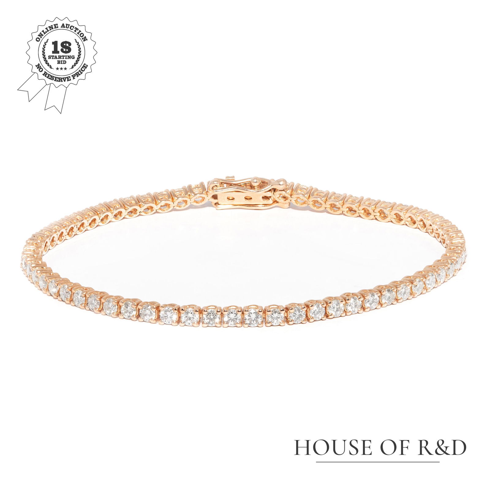 14k Rose Gold - 3.13tcw -  Diamonds Tennis Bracelet (1 of 6)