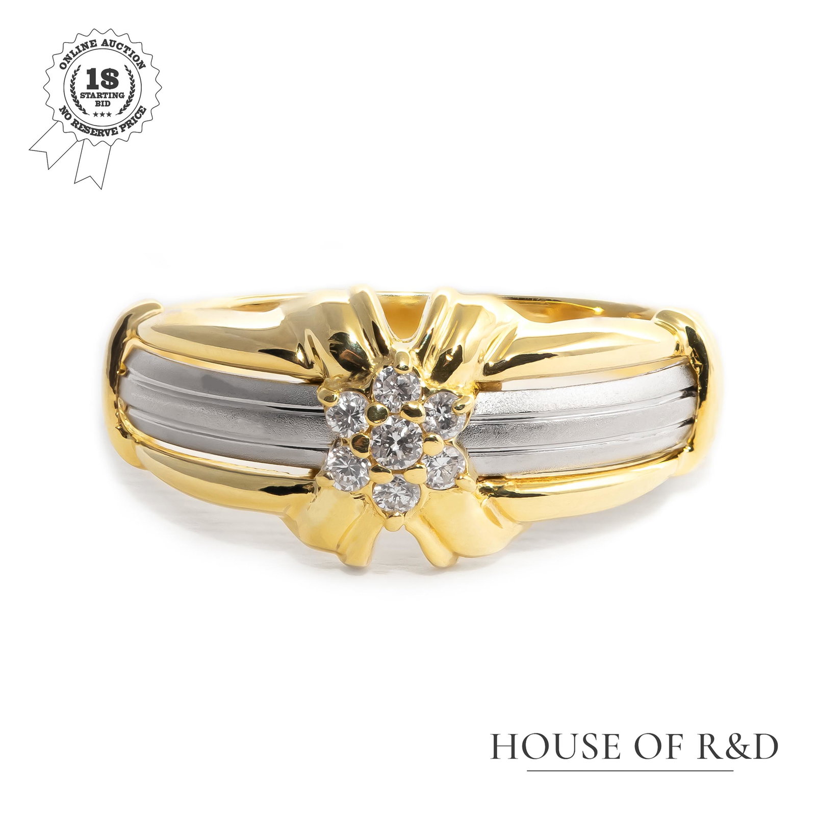 Platinum & 18k Yellow Gold - 0.12tcw - Diamonds Ring (1 of 6)