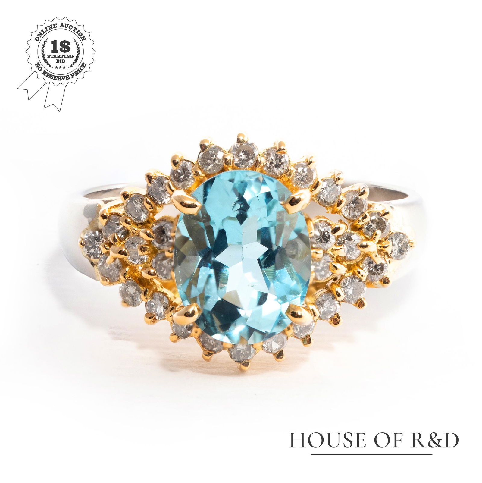 Platinum 850 - 2.29tcw - Aquamarine & Diamonds Ring (1 of 6)