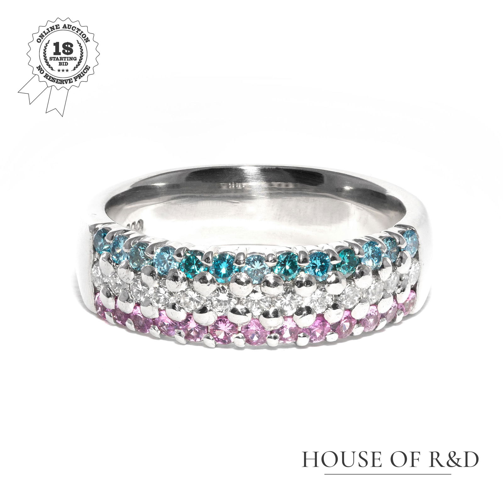 Platinum 900 - 0.74tcw - Diamonds & Pink Sapphire Ring (1 of 6)