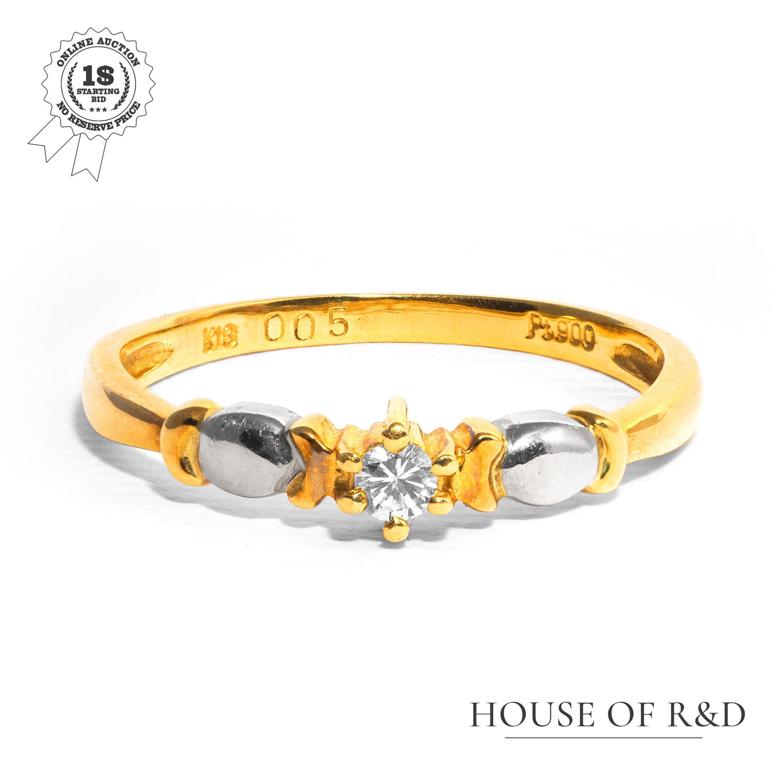 18k Yellow Gold & Platinum- 0.05tcw - Diamonds Ring (1 of 6)