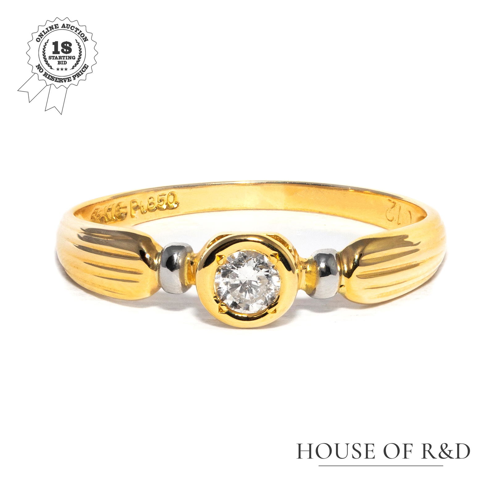 Platinum & 18k Yellow Gold - 0.12tcw -  Diamond Ring (1 of 6)