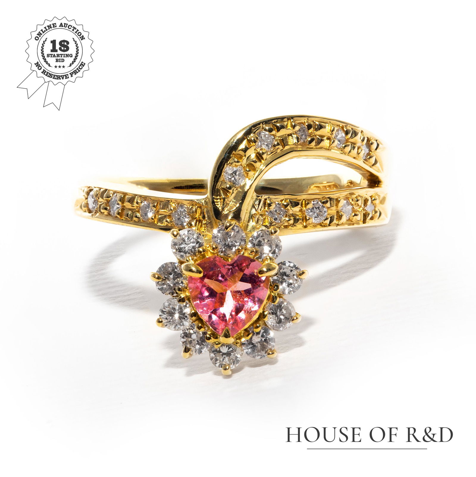 18k Yellow Gold - 0.84tcw -  Tormaline & Diamonds Ring (1 of 6)