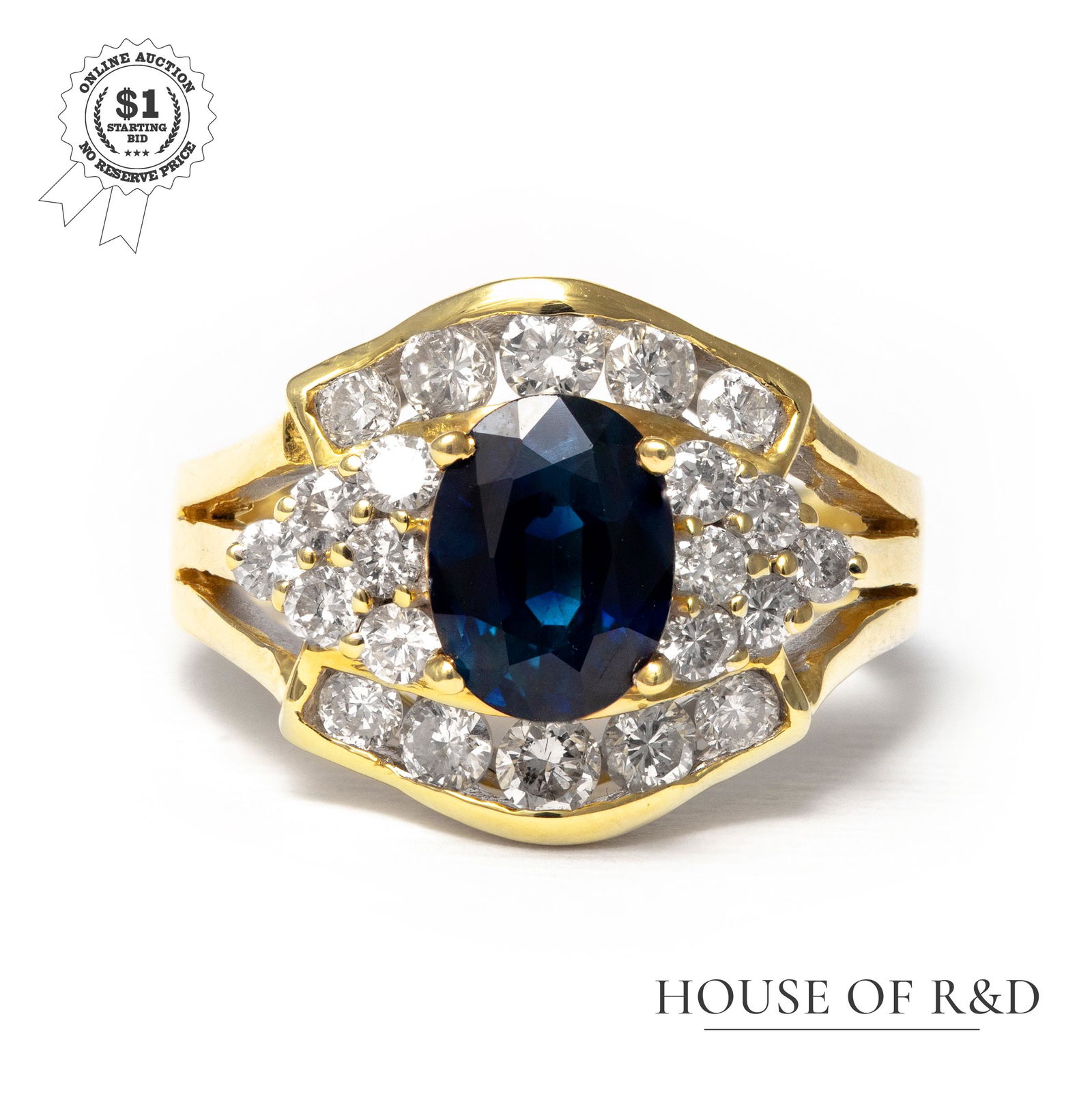 18k Yellow Gold - 2.64tcw -  Sapphire & Diamond Ring (1 of 6)