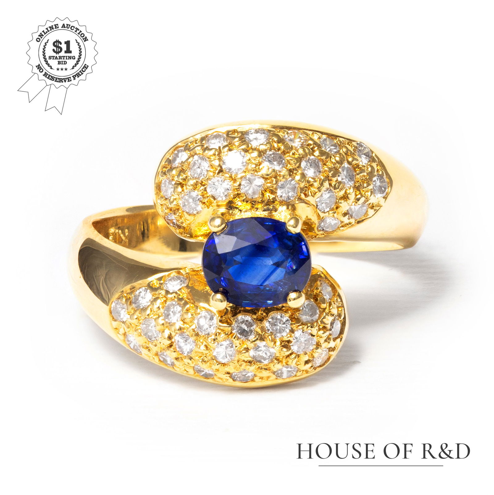 18k Yellow Gold - 1.30tcw -  Sapphire & Diamond Ring (1 of 6)