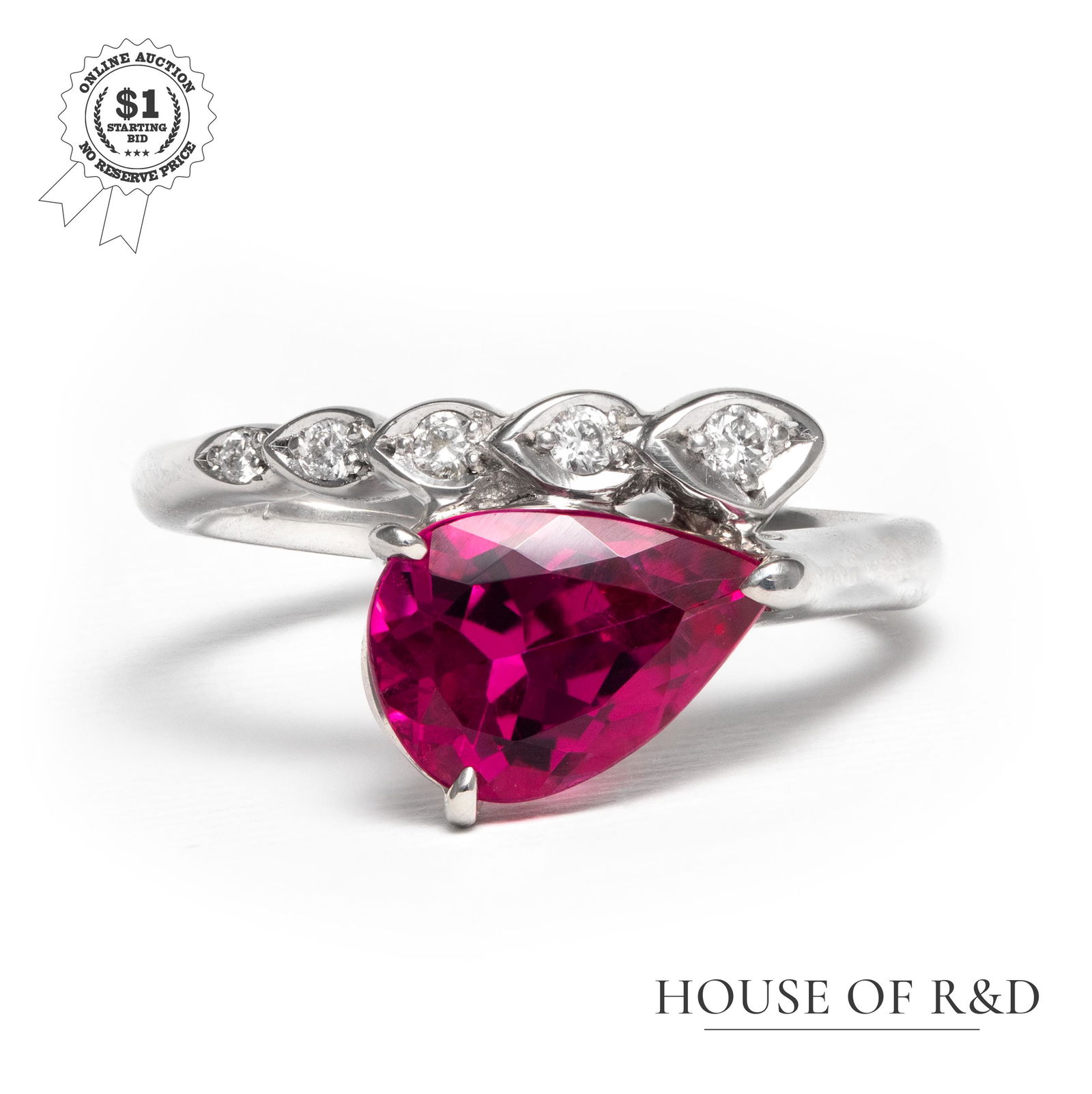 Platinum 900 - 1.99tcw - Tourmaline & Diamond Ring (1 of 6)