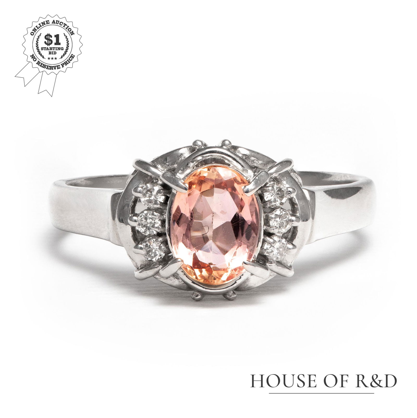 Platinum 900 - 1.00tcw - Topaz & Diamond Ring (1 of 6)