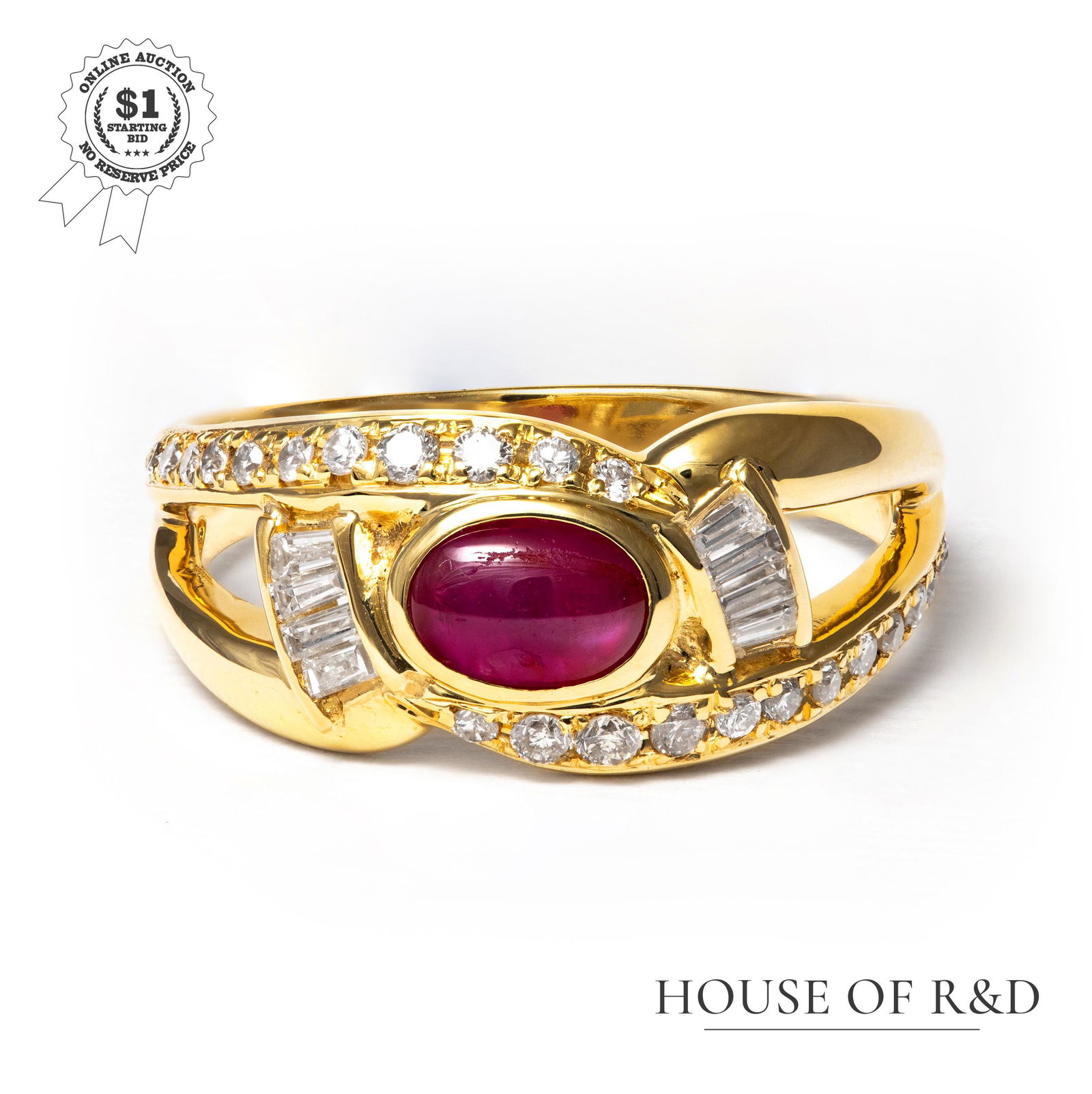 18k Yellow Gold - 1.32tcw - Ruby & Diamond Ring (1 of 6)