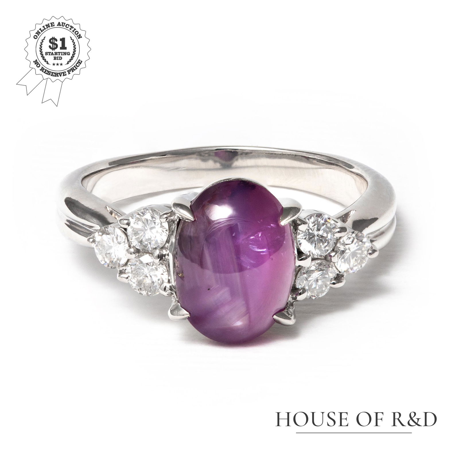 Platinum 900 - 4.04tcw -  Sapphire & Diamond Ring (1 of 6)