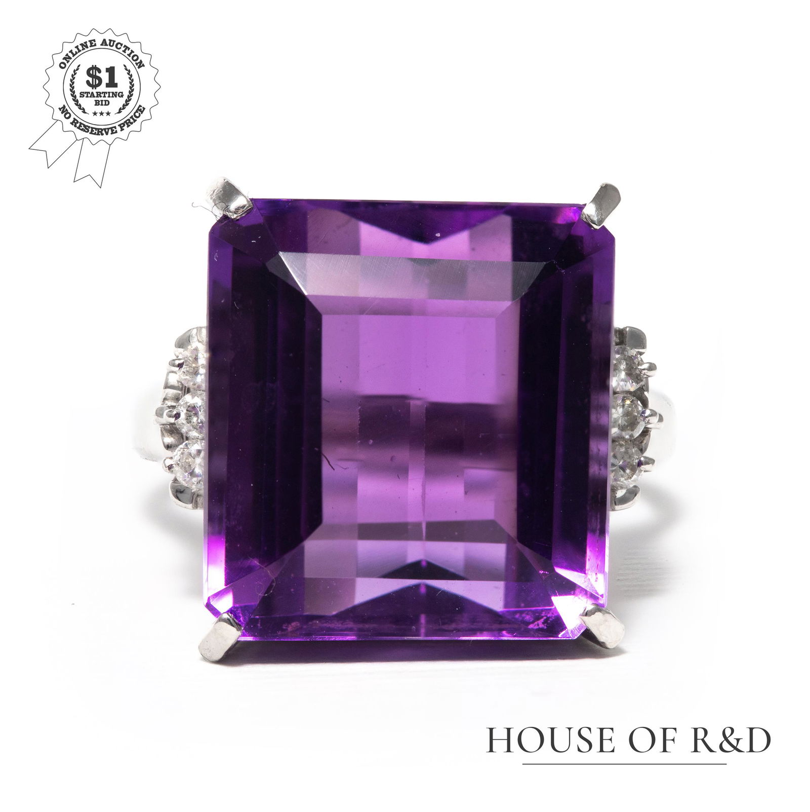 14k White Gold - 18.84tcw - Amethyst & Diamond Ring (1 of 6)