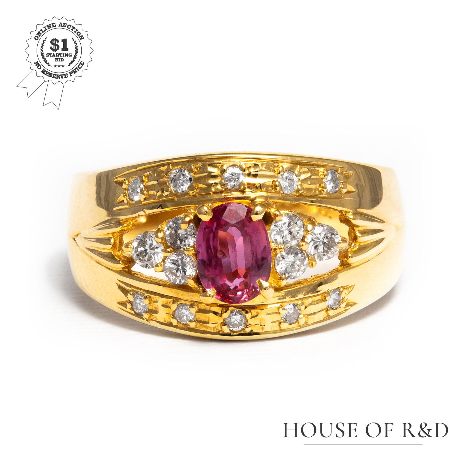 18k Yellow Gold - 1.10tcw - Ruby & Diamond Ring (1 of 6)