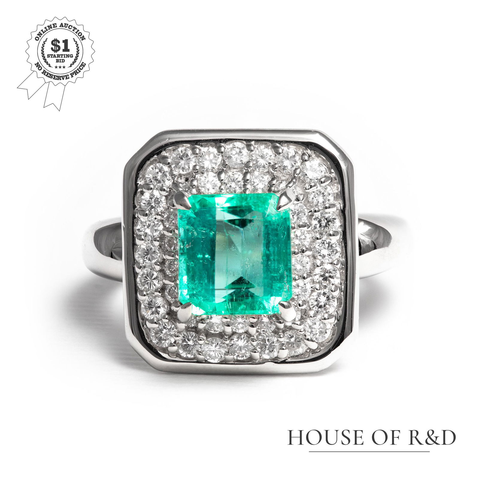 Platinum 850- 2.94tcw -  Emerald & Diamond Ring (1 of 6)