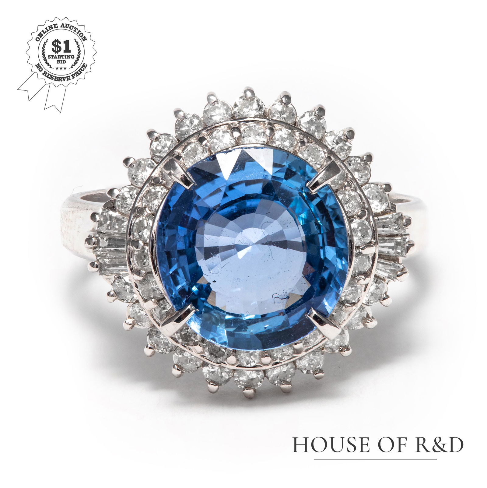 Platinum 900 - 4.07tcw - Sapphire  & Diamonds Ring (1 of 6)