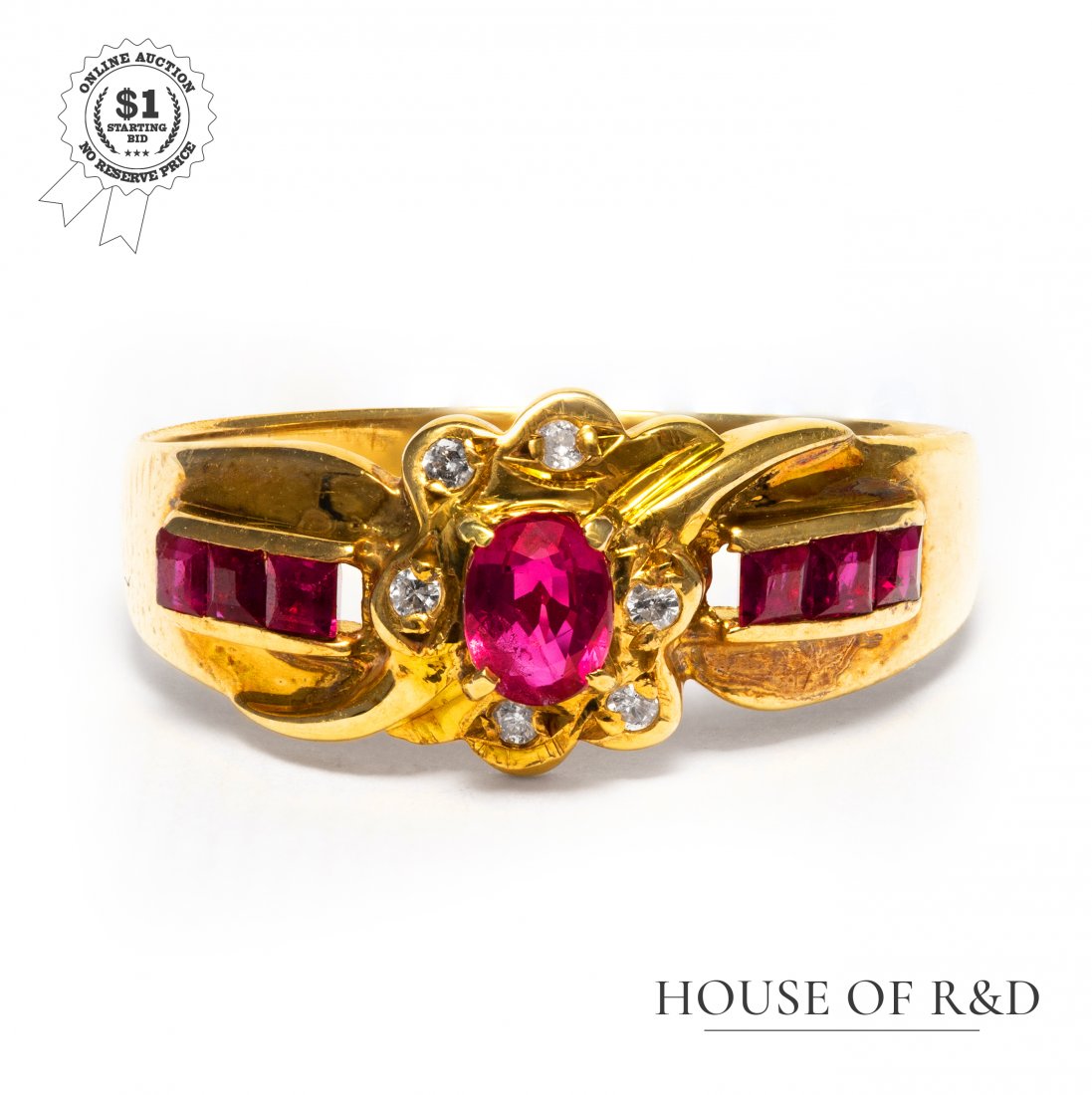 18k Yellow Gold - 0.26tcw - Ruby & Diamond Ring (1 of 6)