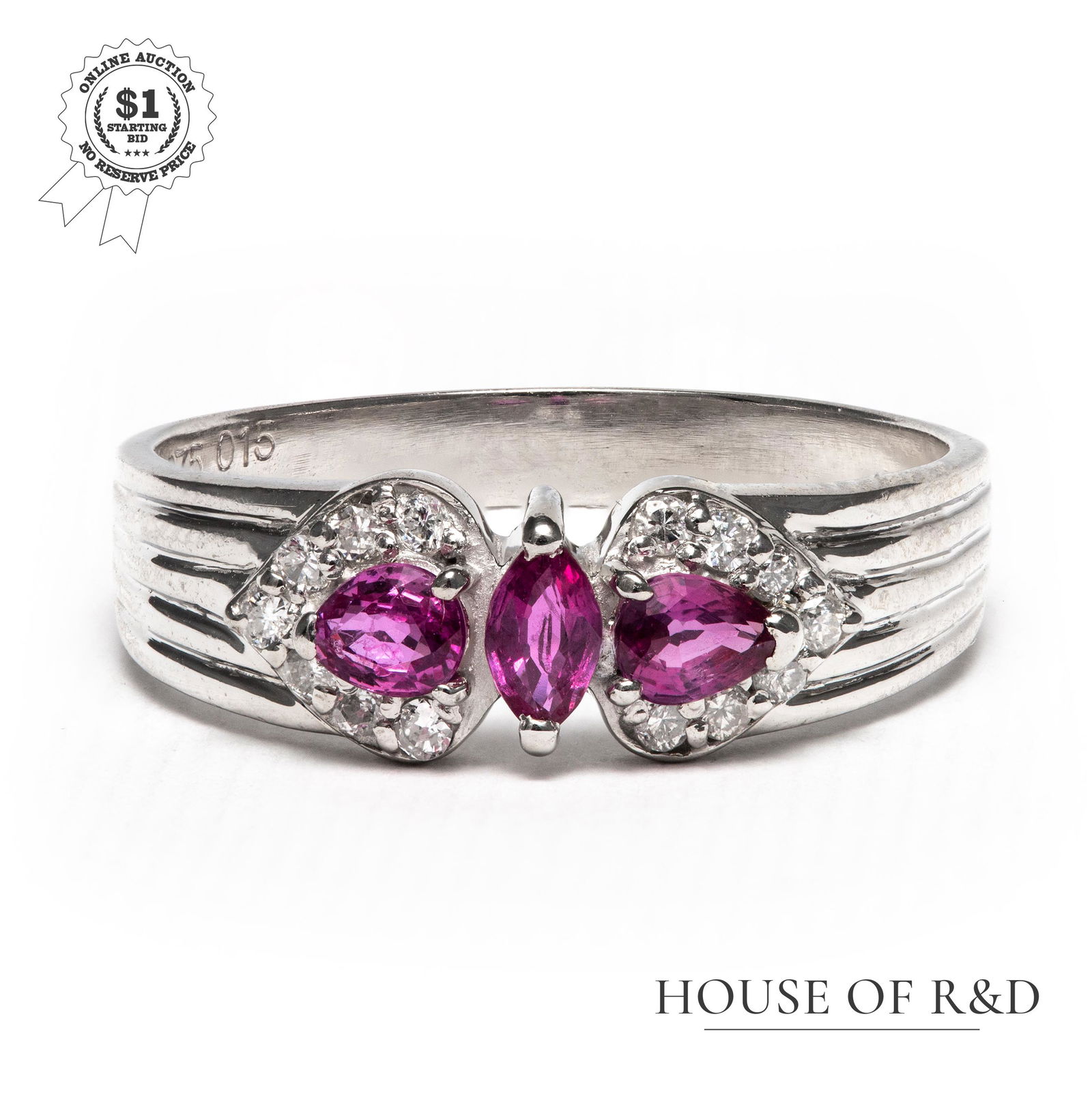 Platinum 900 - 0.60tcw - Sapphire & Diamonds Ring (1 of 6)