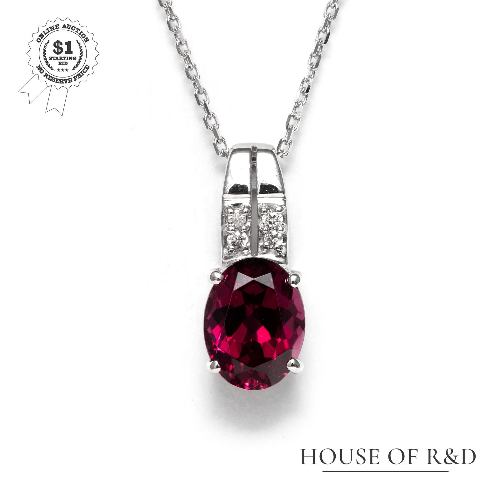18+14k White Gold - 2.60tcw -  Garnet & Diamond Pendant (1 of 6)