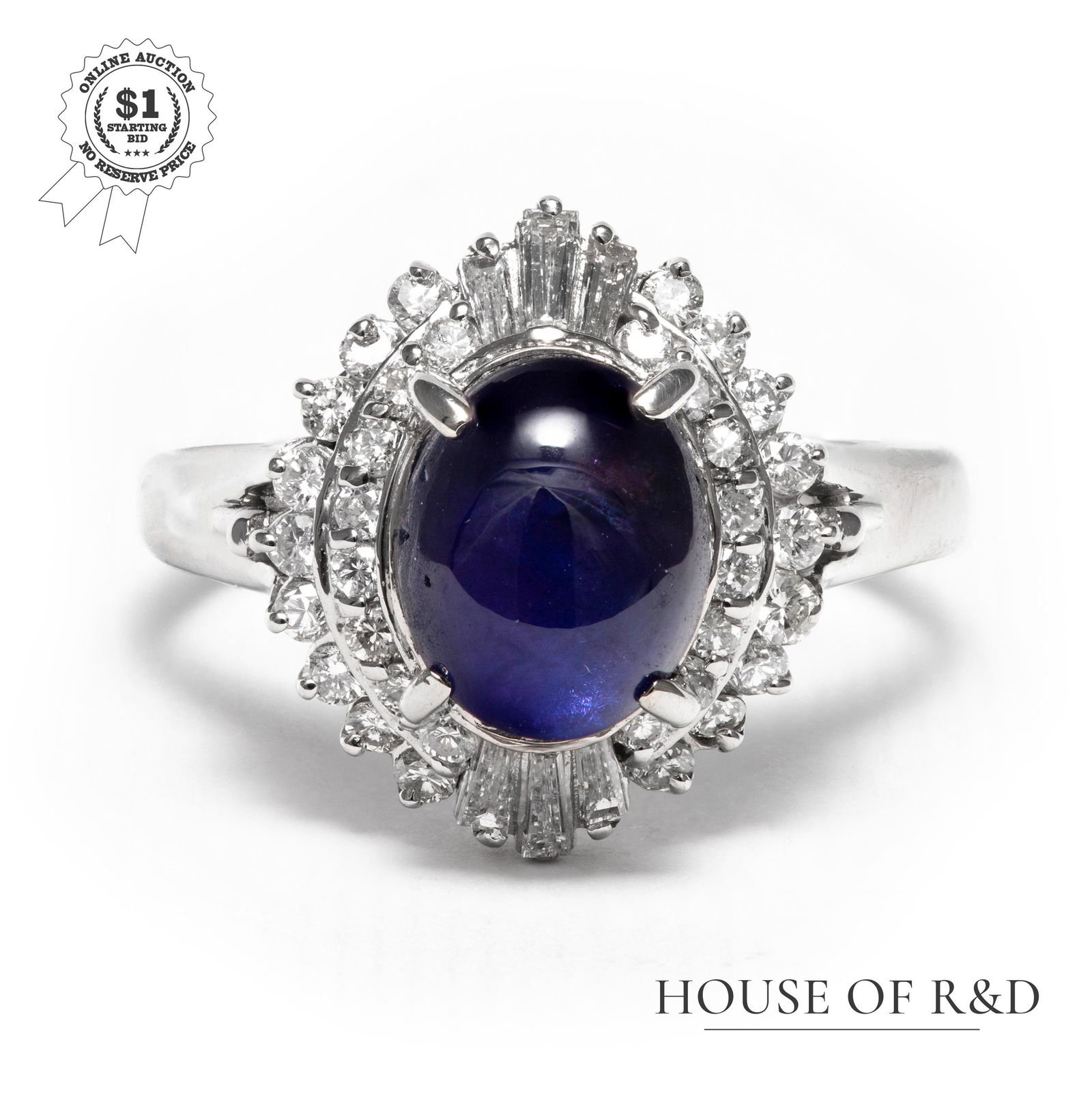 Platinum 900 - 4.39tcw -  Sapphire & Diamond Ring (1 of 6)