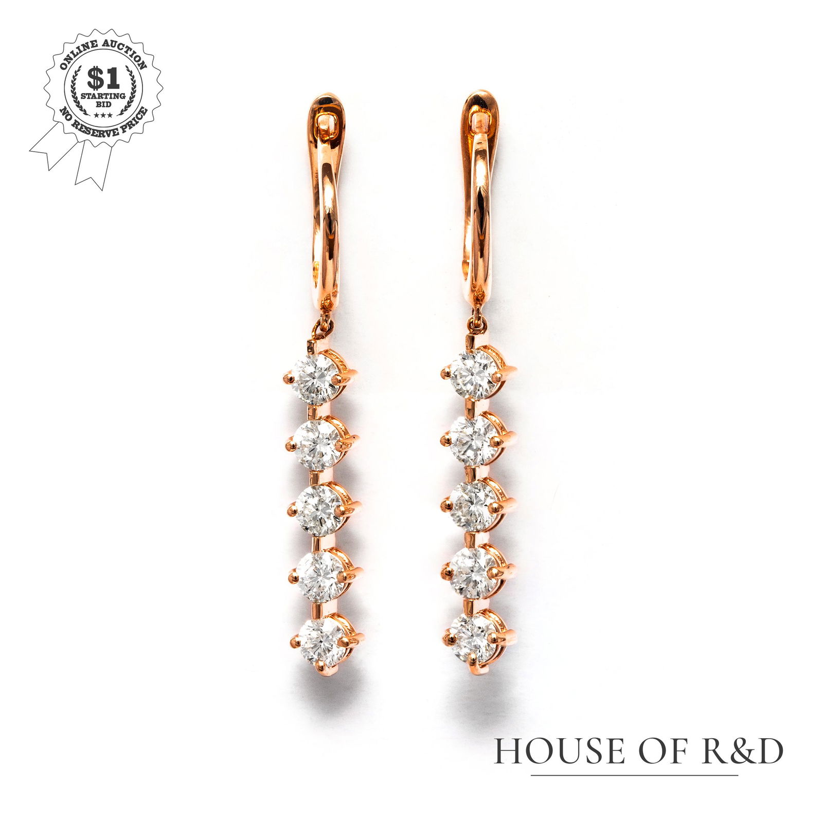 14k Rose Gold - 1.21tcw -  Diamond Earrings (1 of 6)