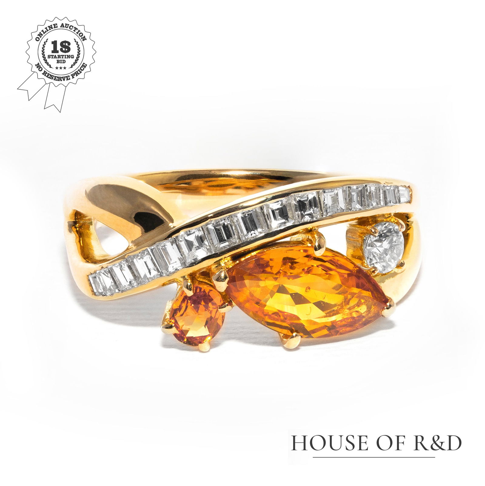 18k White Gold - 2.04tcw -Orange Sapphire &Diamond Ring (1 of 6)