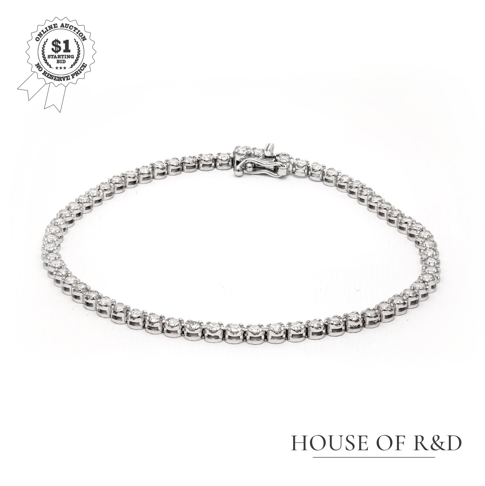 14k White Gold - 2.10tcw - Diamond Tennis Bracelet: No Reserve Price! Grading Results: ___________ Stone Type: Natural Diamond Shape: Round Brilliant Carat: 63 pcs / 2.10 ct Color: G-I Clarity: VS1-SI1 Jewelry Material: 14k White G