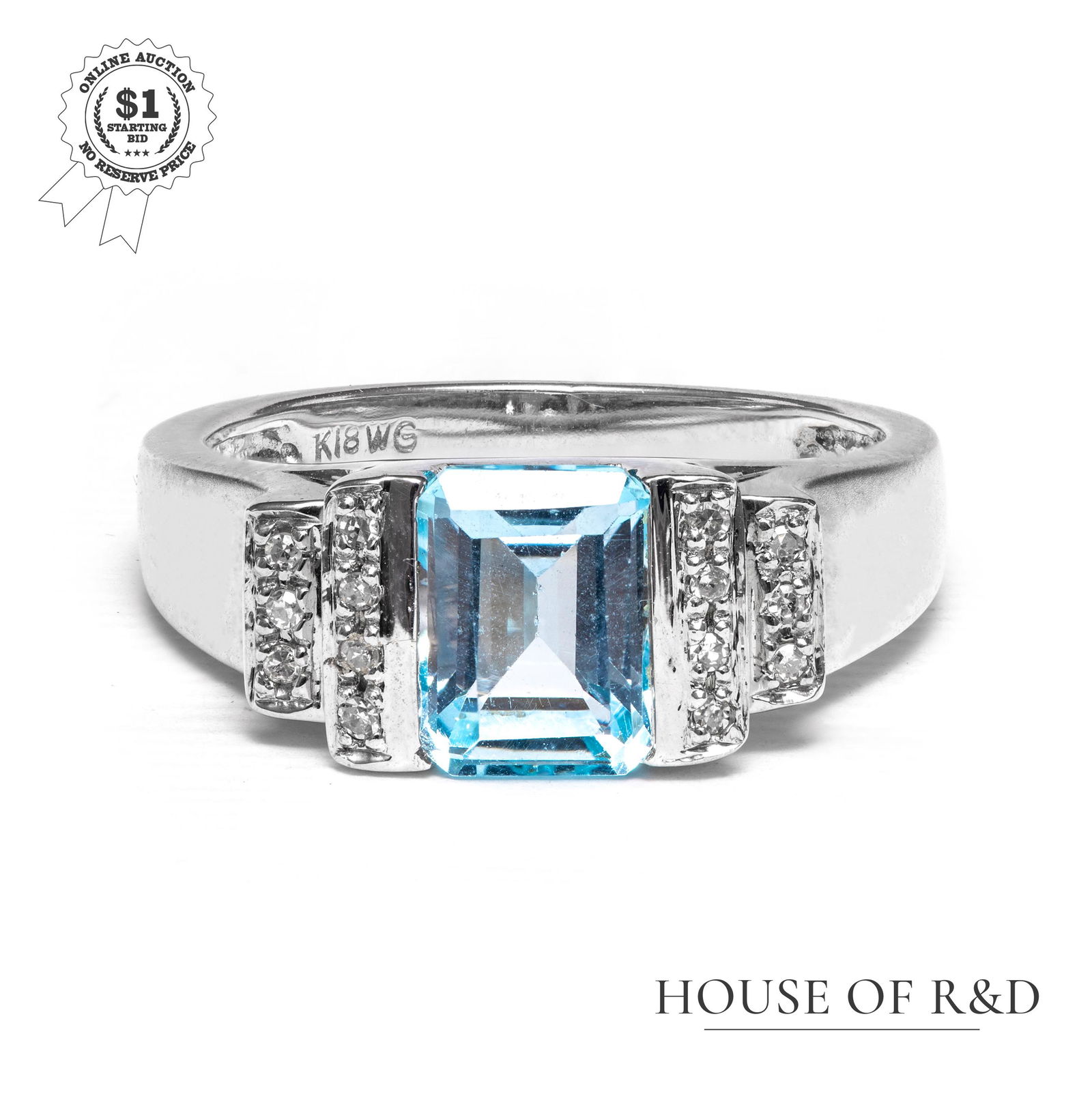 18k White Gold - 1.90tcw - Blue Topaz & Diamond Ring (1 of 6)