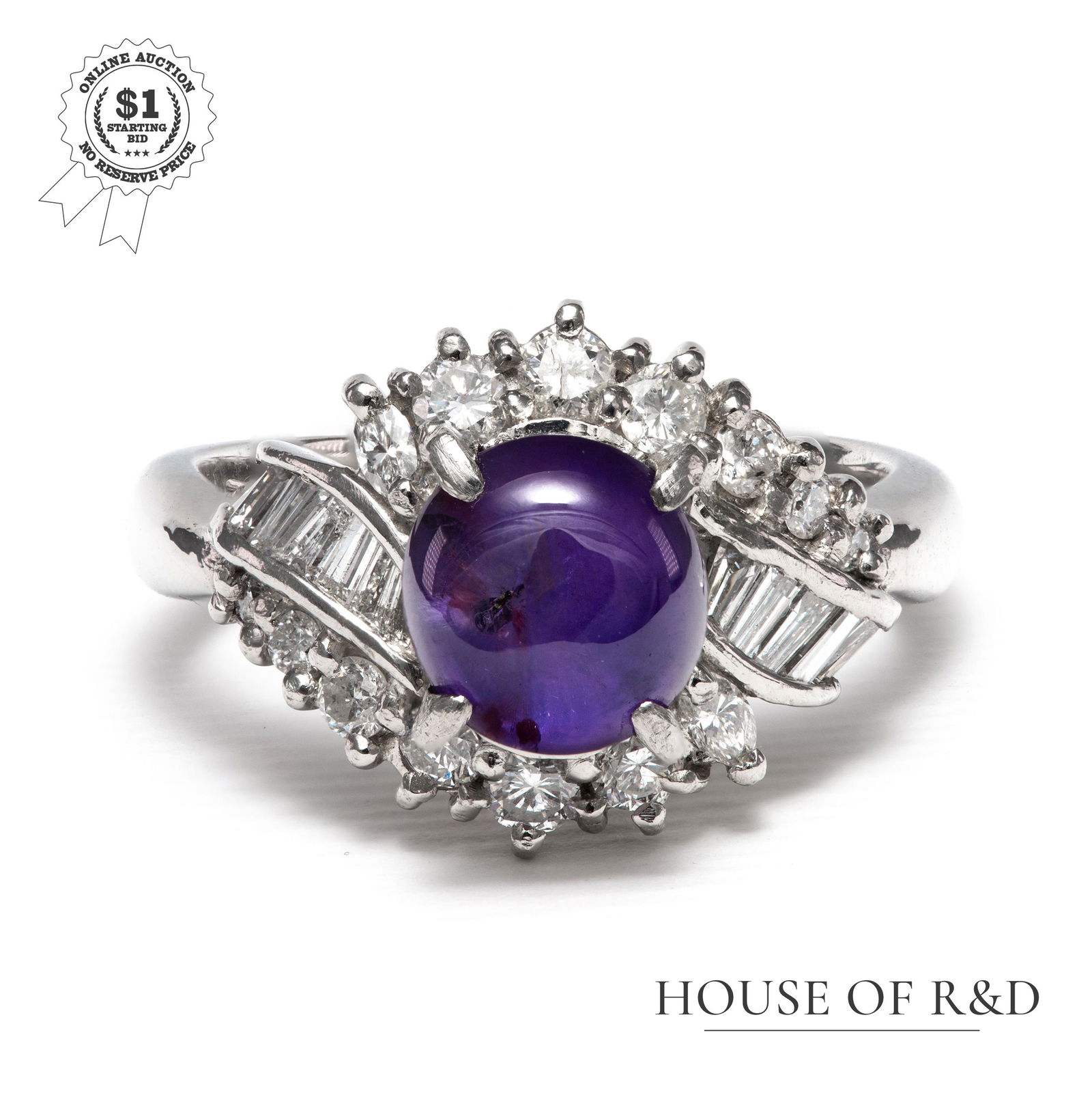 Platinum 900 - 4.10tcw - Sapphire & Diamond Ring (1 of 6)