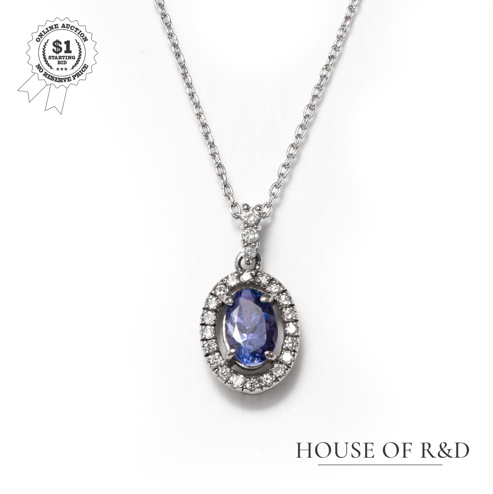 18k White Gold - 0.47tcw - Tanzanite & Diamond Pendant (1 of 6)