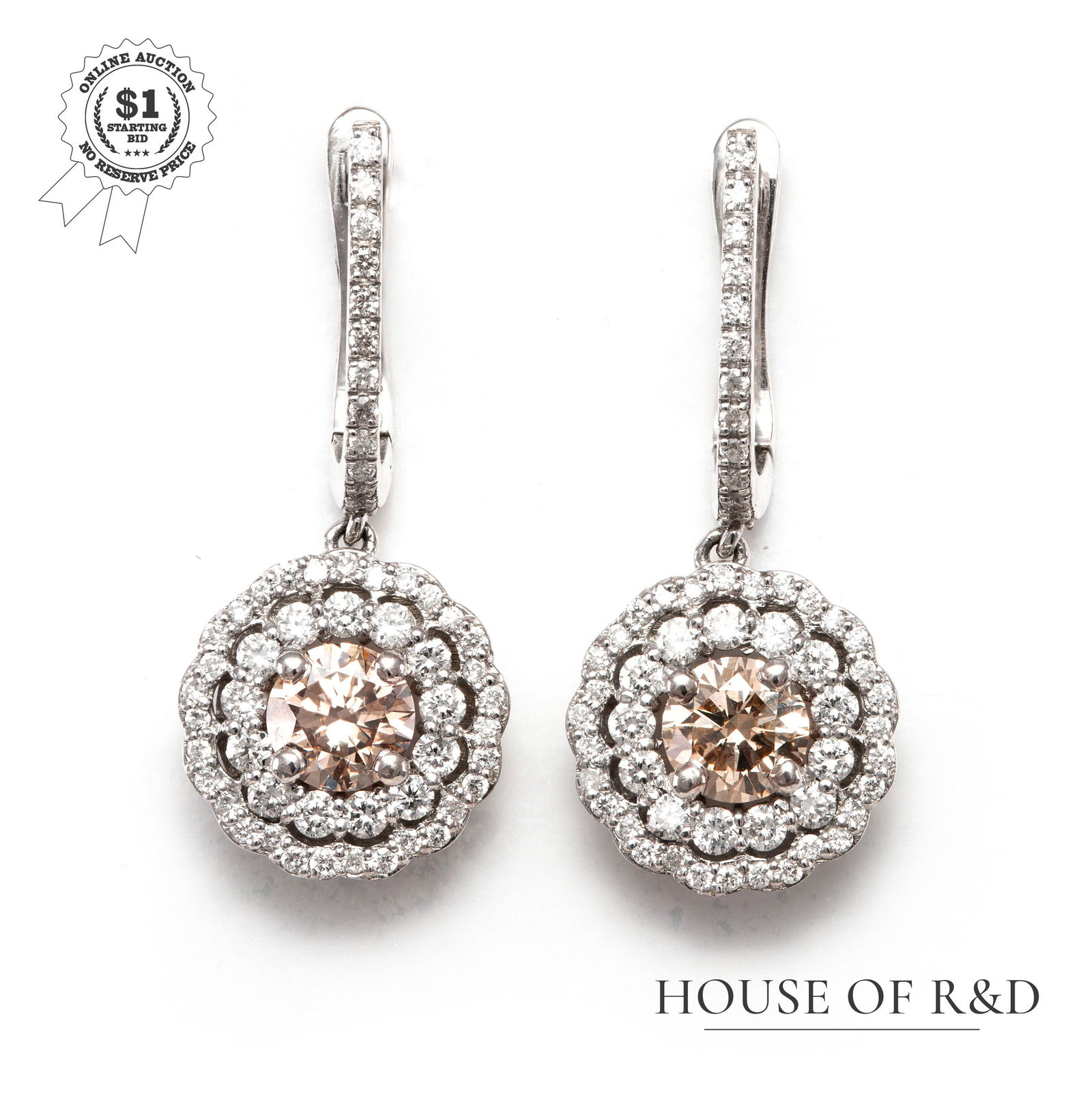 14k White Gold -  1.92tcw - Diamond Earrings (1 of 6)