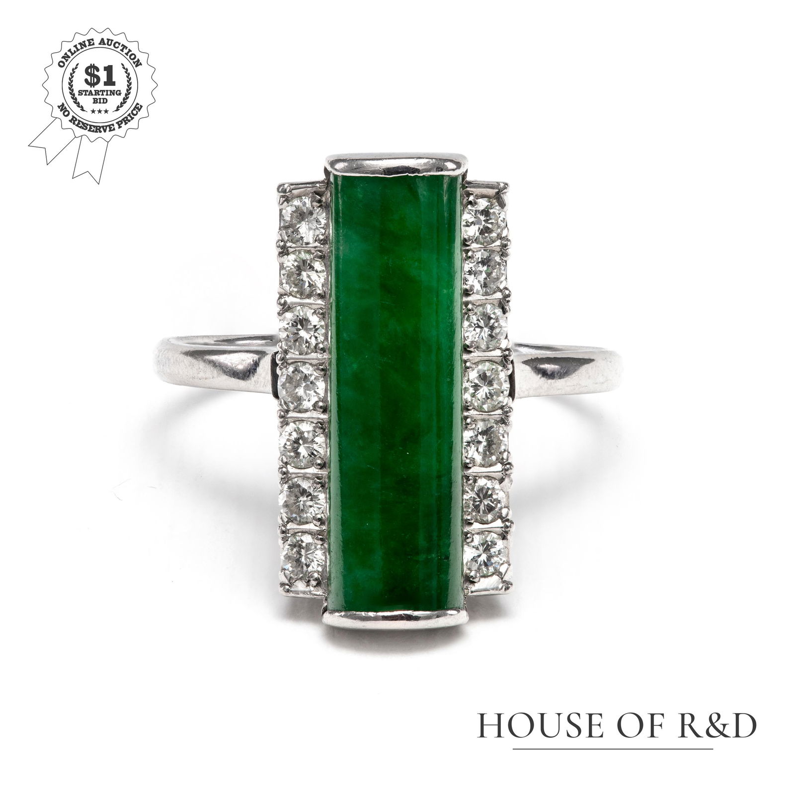 Platinum 850 - 3.00tcw - Jadeite & Diamond Ring (1 of 6)