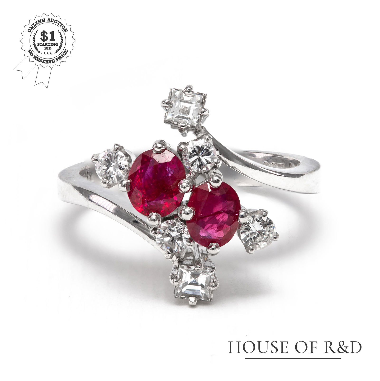 Platinum 900 - 1.37tcw - Ruby & Diamond Ring (1 of 6)