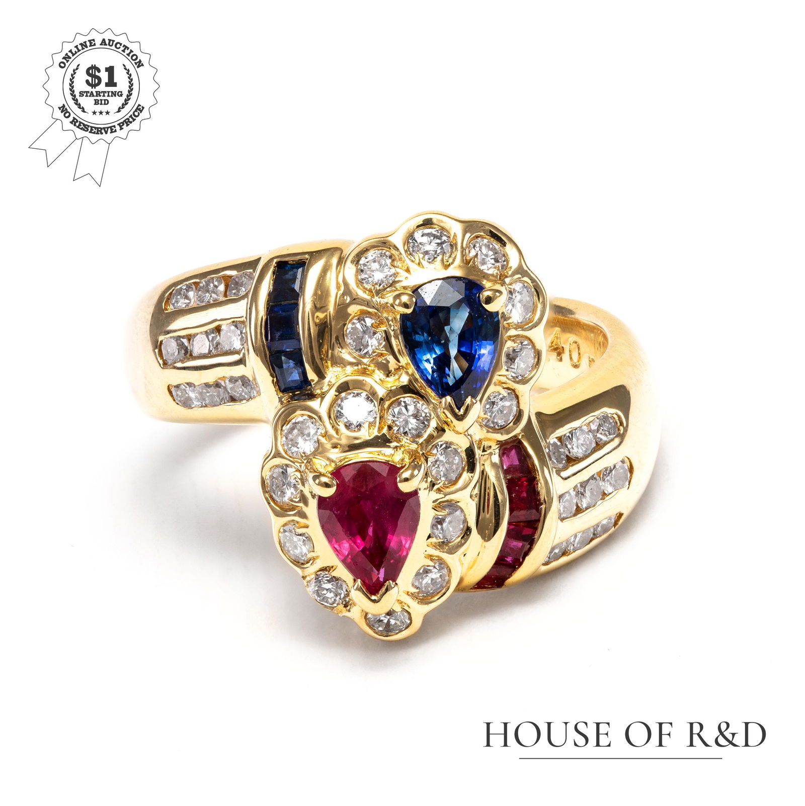 18k Yellow Gold - 1.66tcw - Sapphire & Diamond Ring (1 of 6)