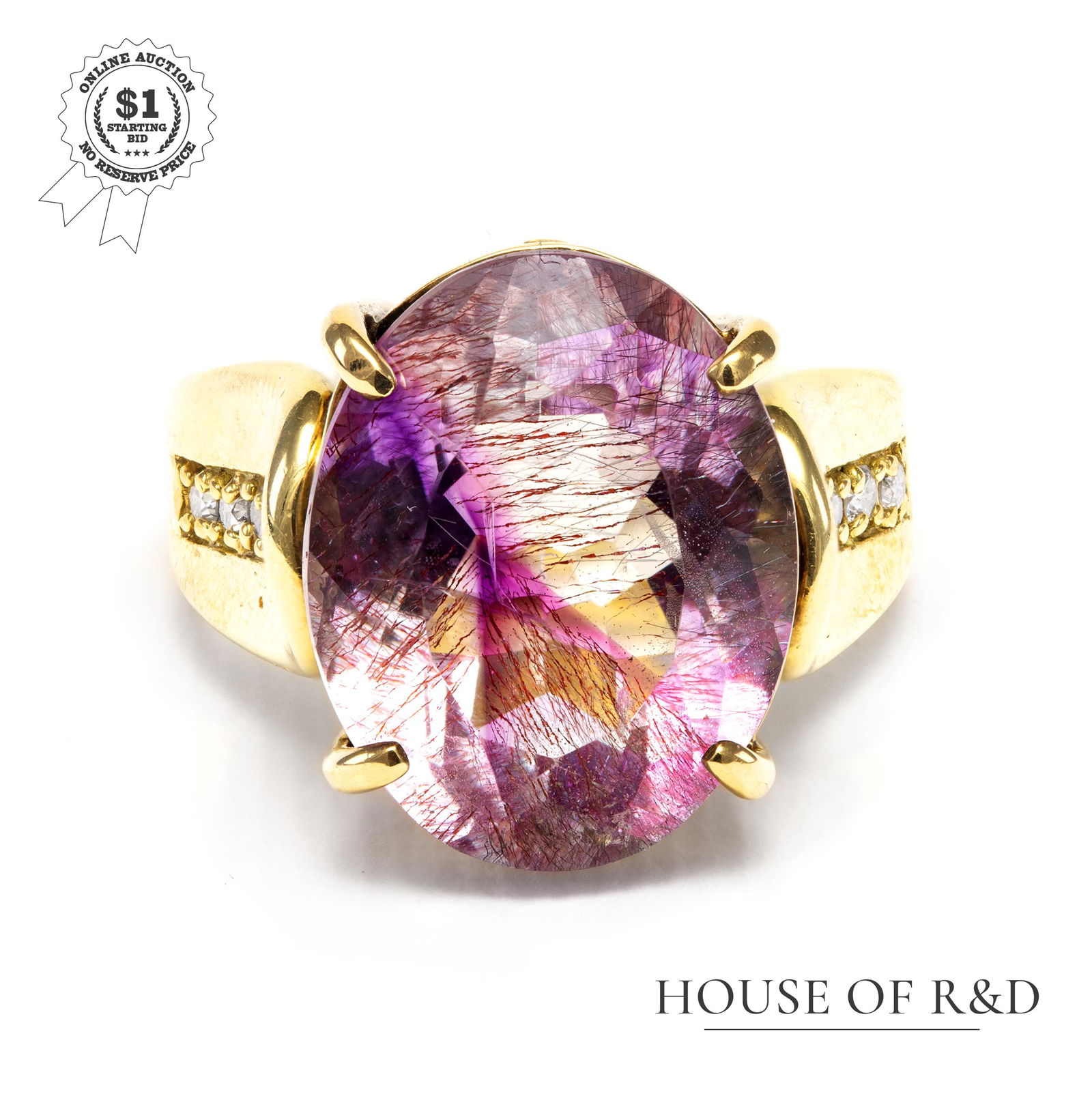18k Yellow Gold - 9.09tcw - Amethyst & Diamond Ring (1 of 6)