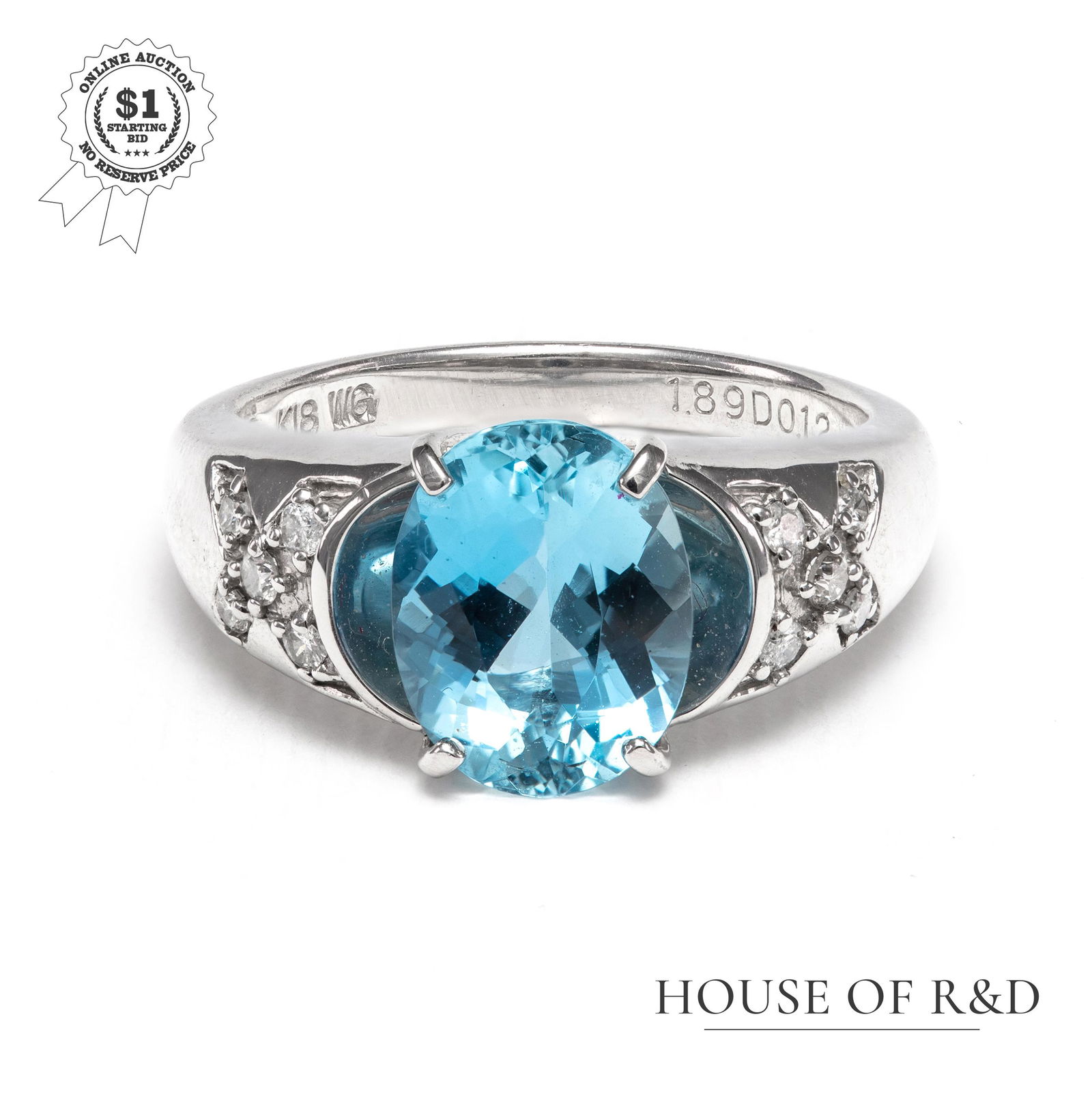 18k White Gold - 2.01tcw - Aquamarine & Diamond Ring (1 of 6)