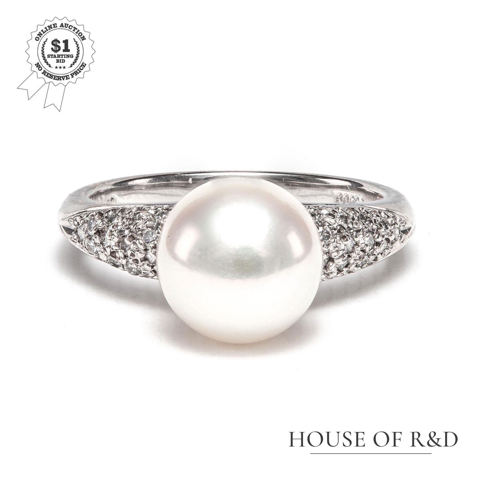 Platinum 900 - 4.97tcw - Pearl & Diamond Ring (1 of 6)