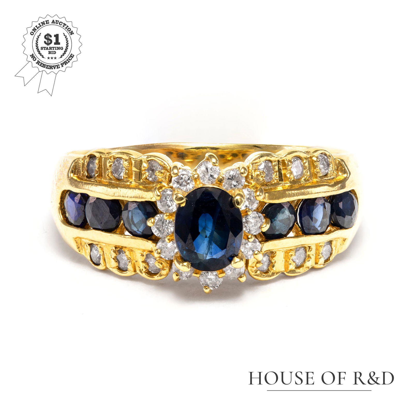 18k Yellow Gold - 1.36tcw - Sapphire & Diamond Ring (1 of 6)