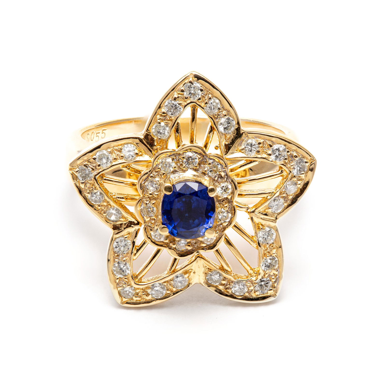 18k Yellow Gold - 0.96tcw - Sapphire & Diamond Ring (1 of 6)