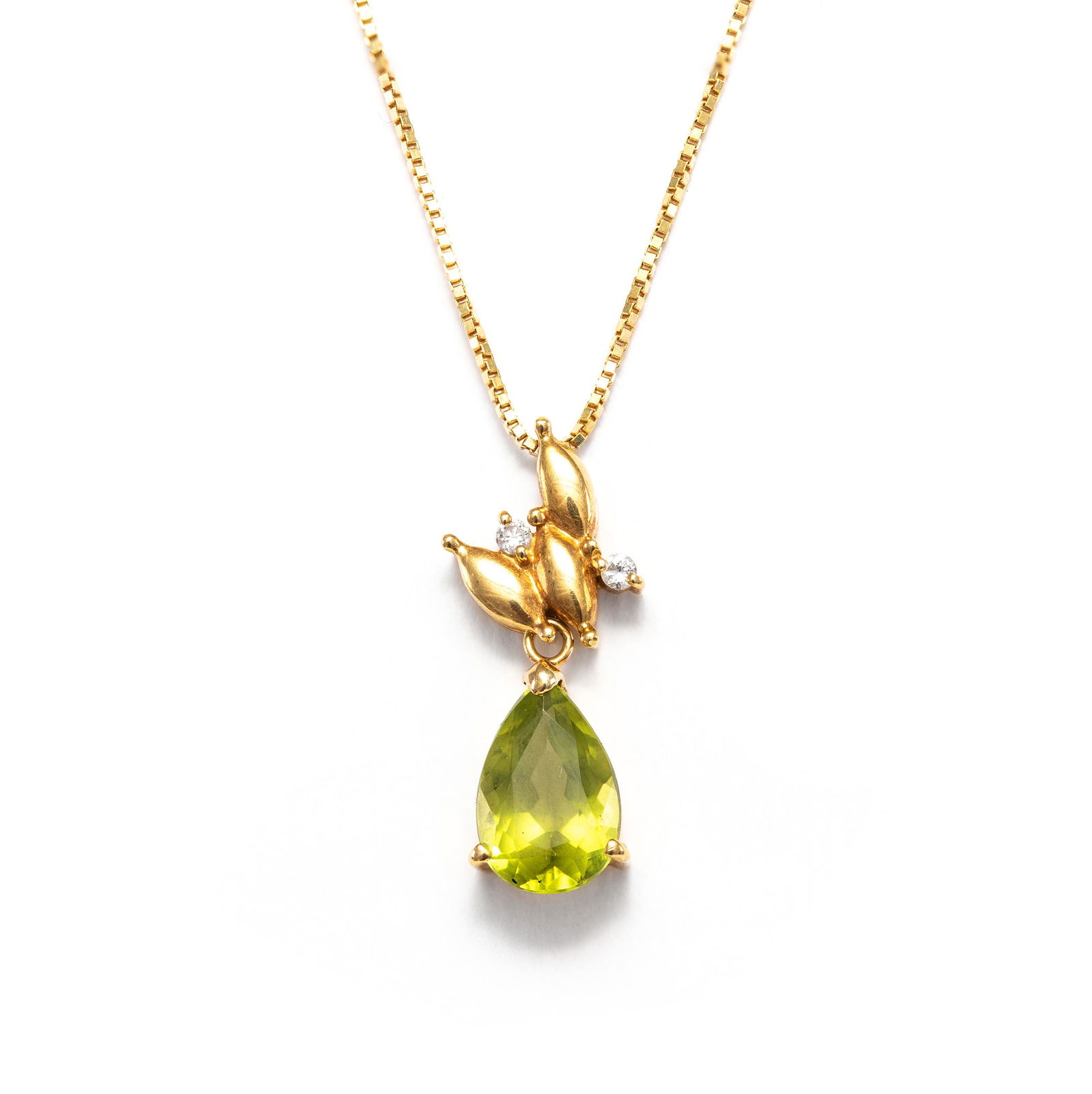 18k Yellow Gold - 1.39cw - Peridot & Diamond Pendant (1 of 6)