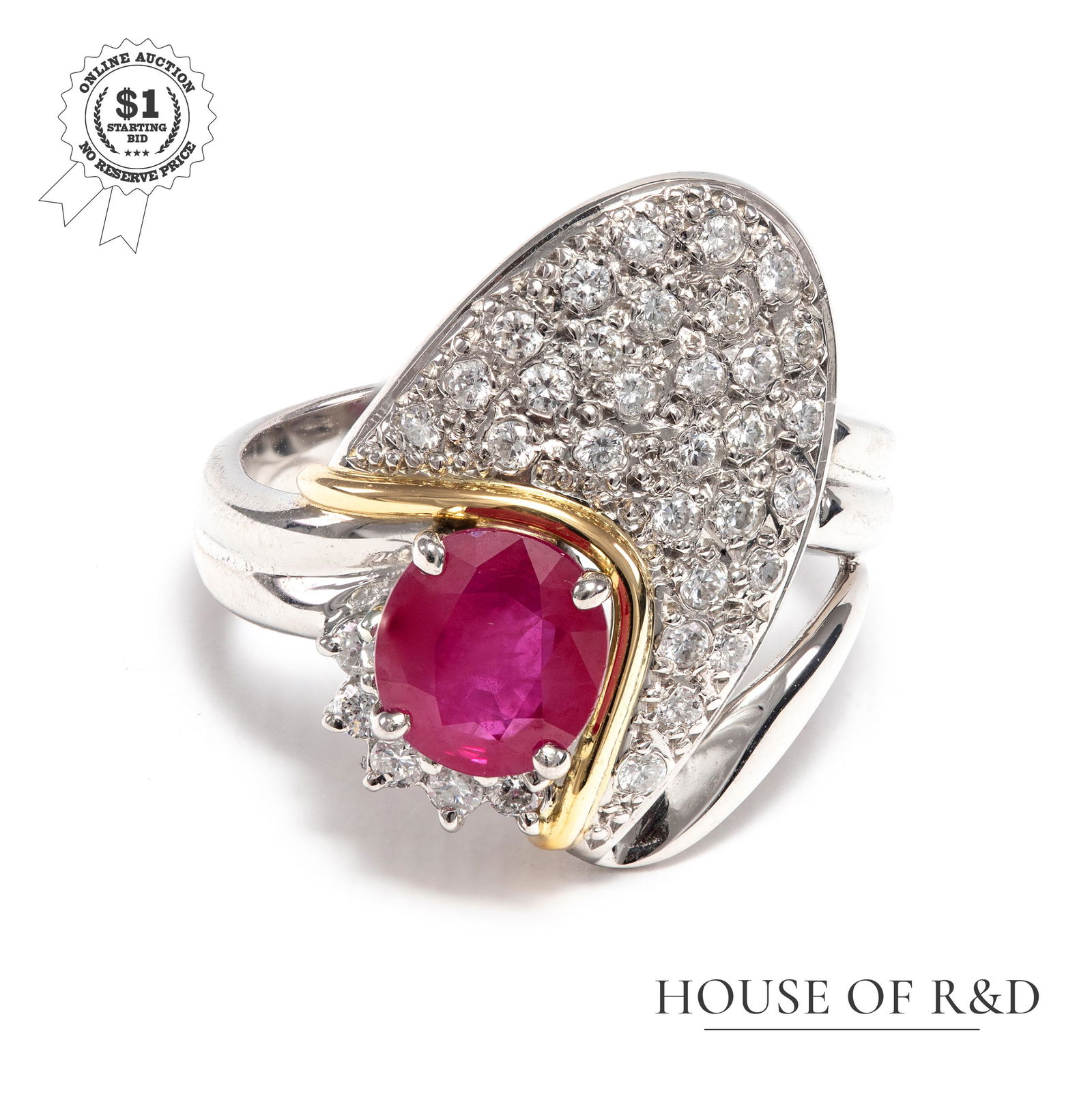 18k White Gold+ Platinum 900  - 1.25cw - Ruby & Diamond (1 of 6)