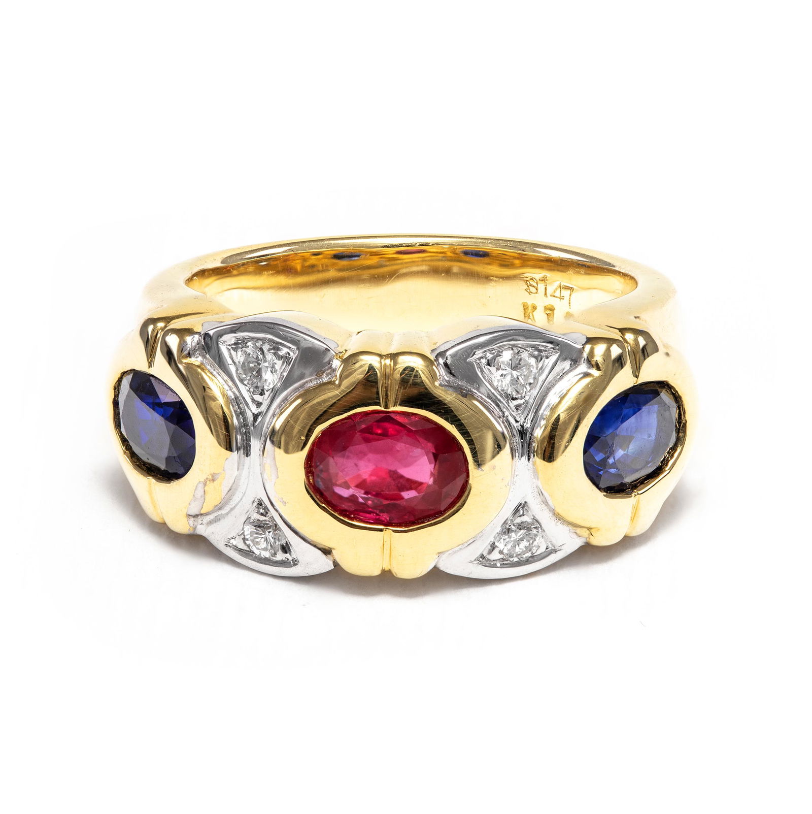 18k Gold - 2.38tcw - Ruby & Sapphire & Diamond Ring (1 of 6)