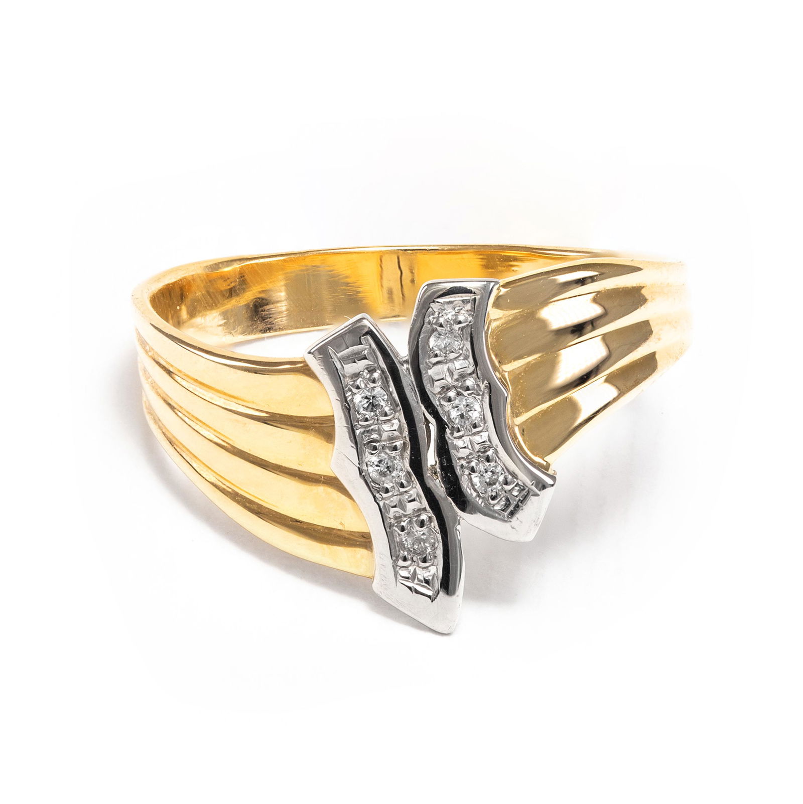 Platinum 900+18k Yellow Gold - 0.03tcw - Diamond Ring (1 of 5)